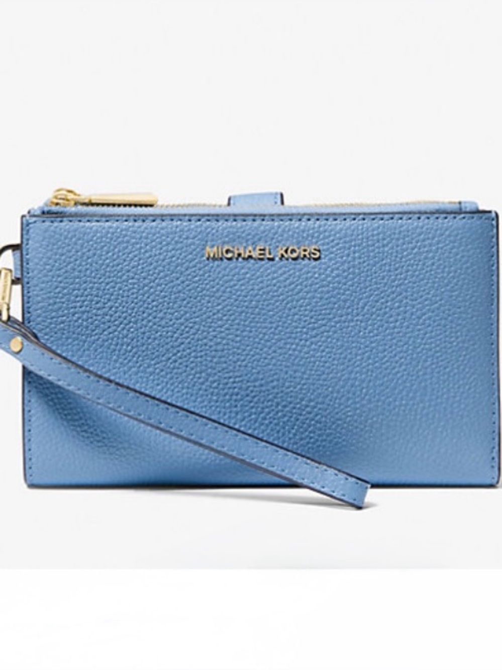 Michael Kors Light Blue Wallet Wristlet with Gold Hardware